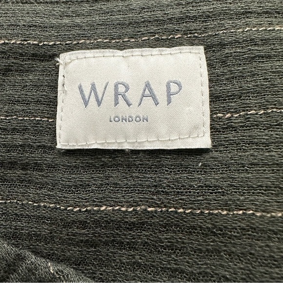 Wrap London Tunic Dress With Pockets Dark Olive Green & Light Stripes Size 4 - Picture 3 of 11